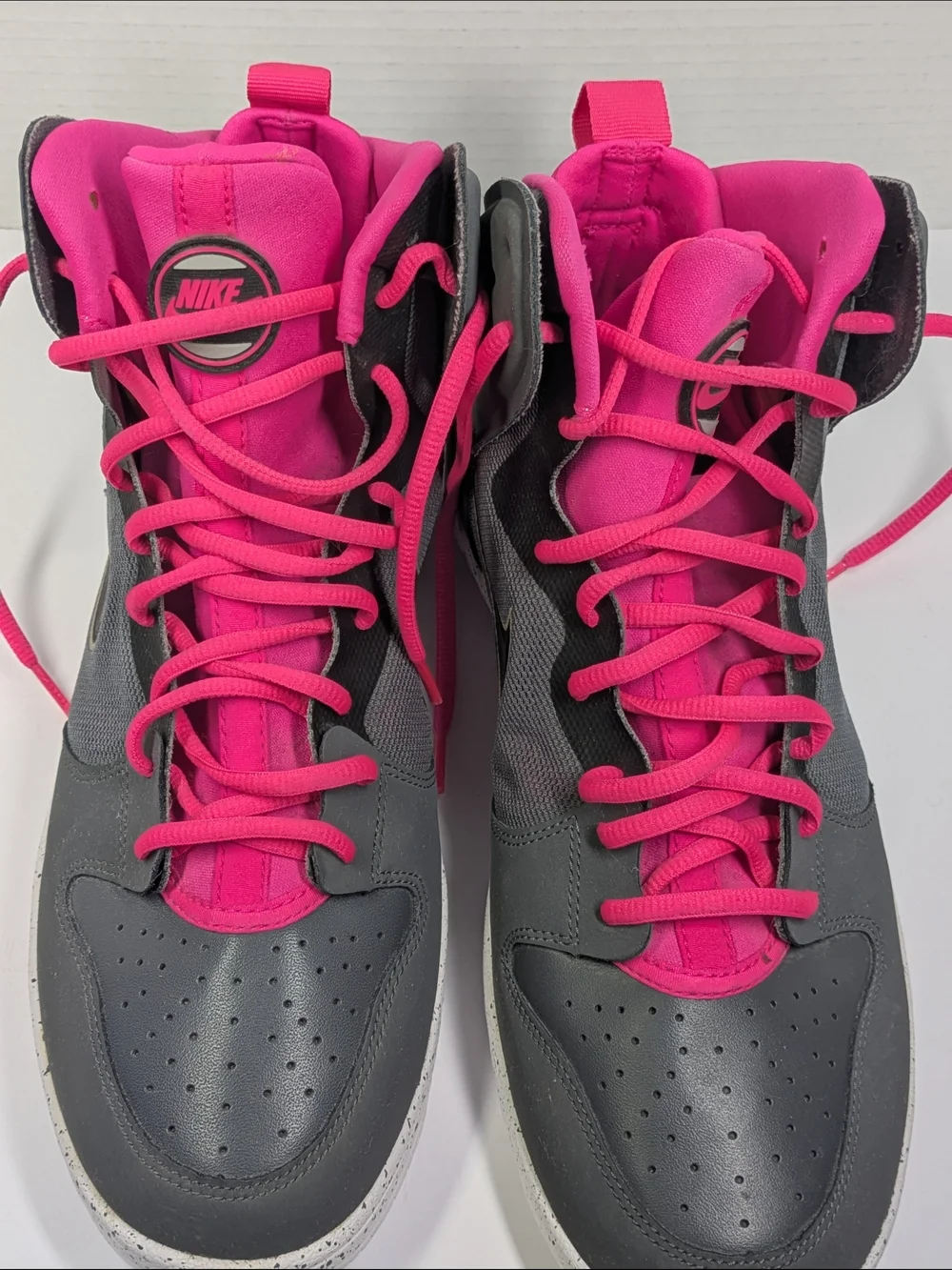 Nike Men's Gray and Pink High-Top Sneakers